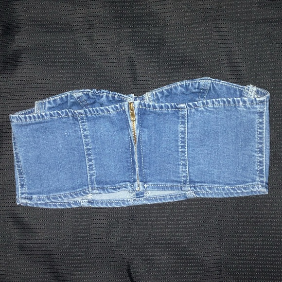 FASHION NOVA Crop TubeTop Bralet Blue Denim Jean - Picture 5 of 11